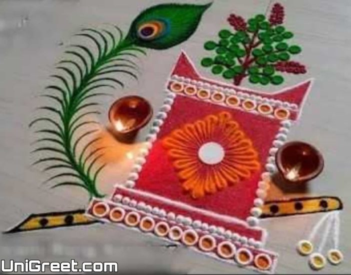 Tulsi Vivah Rangoli Design Images Photos | Tulsi Lagna Rangoli